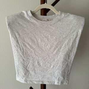 Aritzia Babaton Shoulder Pad Cropped Tank - Light Heather Grey